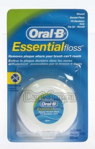 Зубная нить Oral-B Essential вощеная мятная 50 м