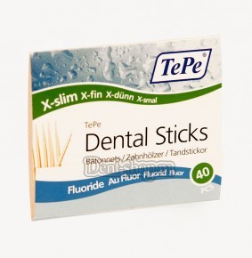  TePe Wooden Dental Sticks Slim Pocket Fluoride (40 .)